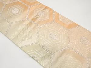 アンティーク　亀甲に組紐・草花模様織出し暈し袋帯（材料）